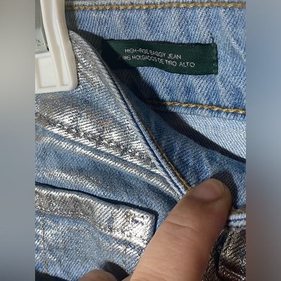 NWT wild fable High Rise Wide Leg Coated Jeans Metallic Silver - Picture 8 of 10